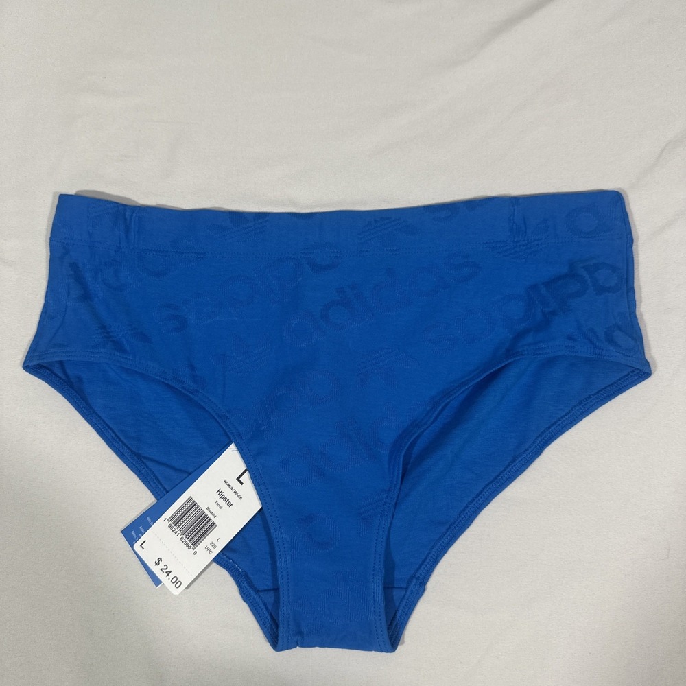 NWT $24 Adidas [ Large ] 4A4H68 Terrot Flex Cotton Hipster‎ Panty Bluebird U1434